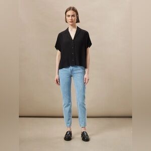 Frank and Oak The Camp Collar Blouse Black XS